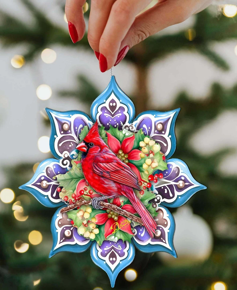 Designocracy Cardinal Snowflake Christmas Ornament