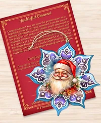 Designocracy Smiling Santa Snowflake Holiday Ornament