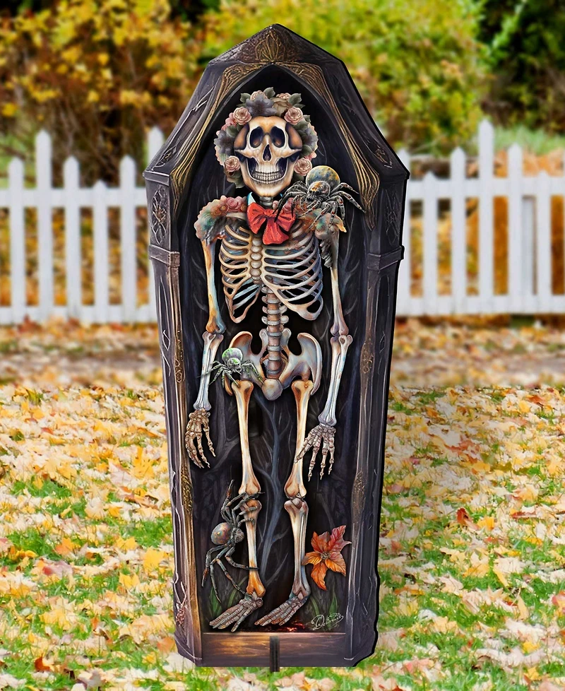 Designocracy Skeleton Coffin Outdoor Decor