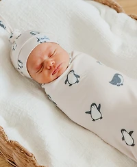 Copper Pearl Baby Penguins Knit Blanket
