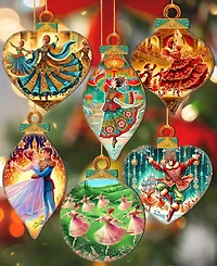 Designocracy Nutcracker Suite Wooden Ornaments, Set 12