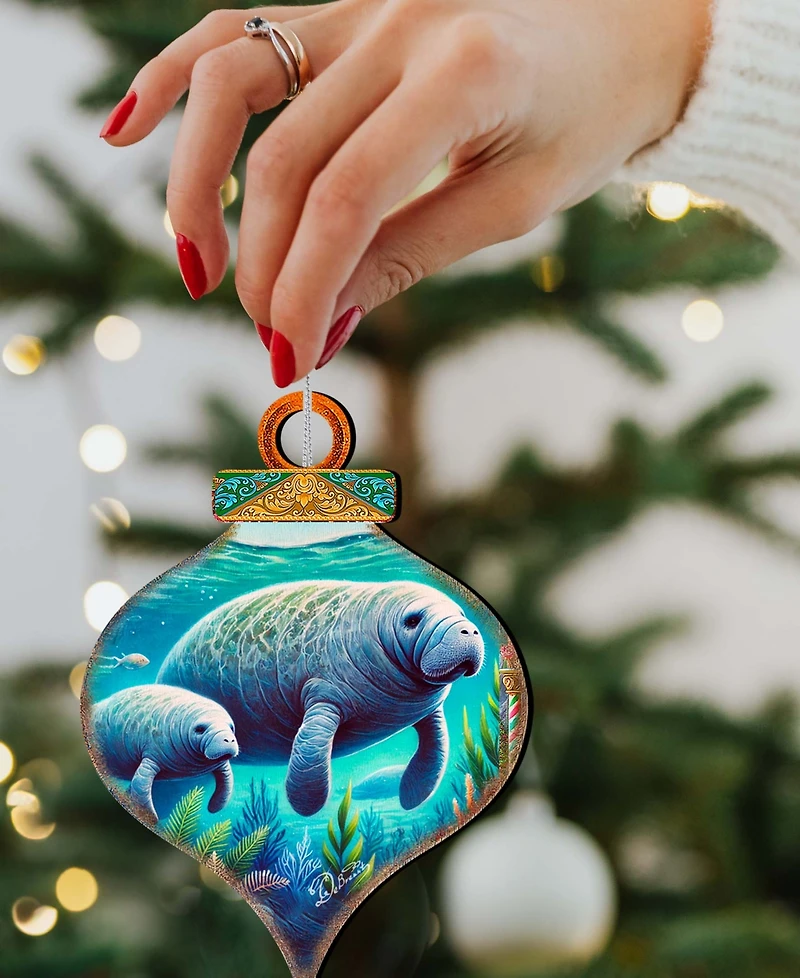 Designocracy Sea Life Wooden Ornaments, Set 12
