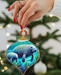 Designocracy Sea Life Wooden Ornaments, Set 12