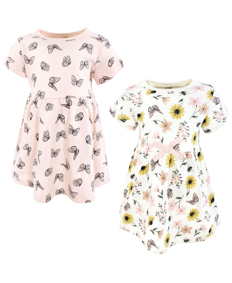 Touched by Nature Toddler Girls Natural Cotton Dress Duo Short Long Sleeve Styles