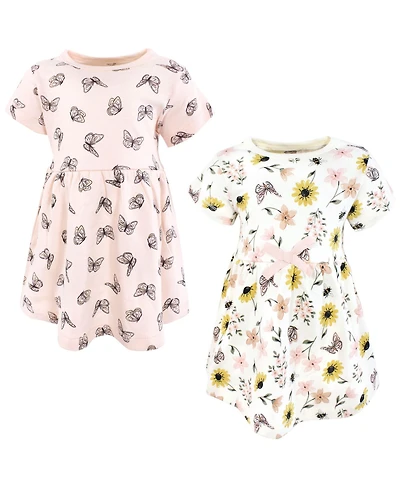 Touched by Nature Toddler Girls Natural Cotton Dress Duo Short Long Sleeve Styles