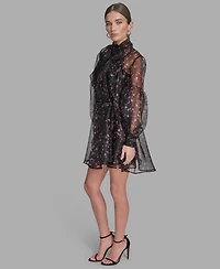 Bcbg Women's Floral Puff Long Sleeves Dress