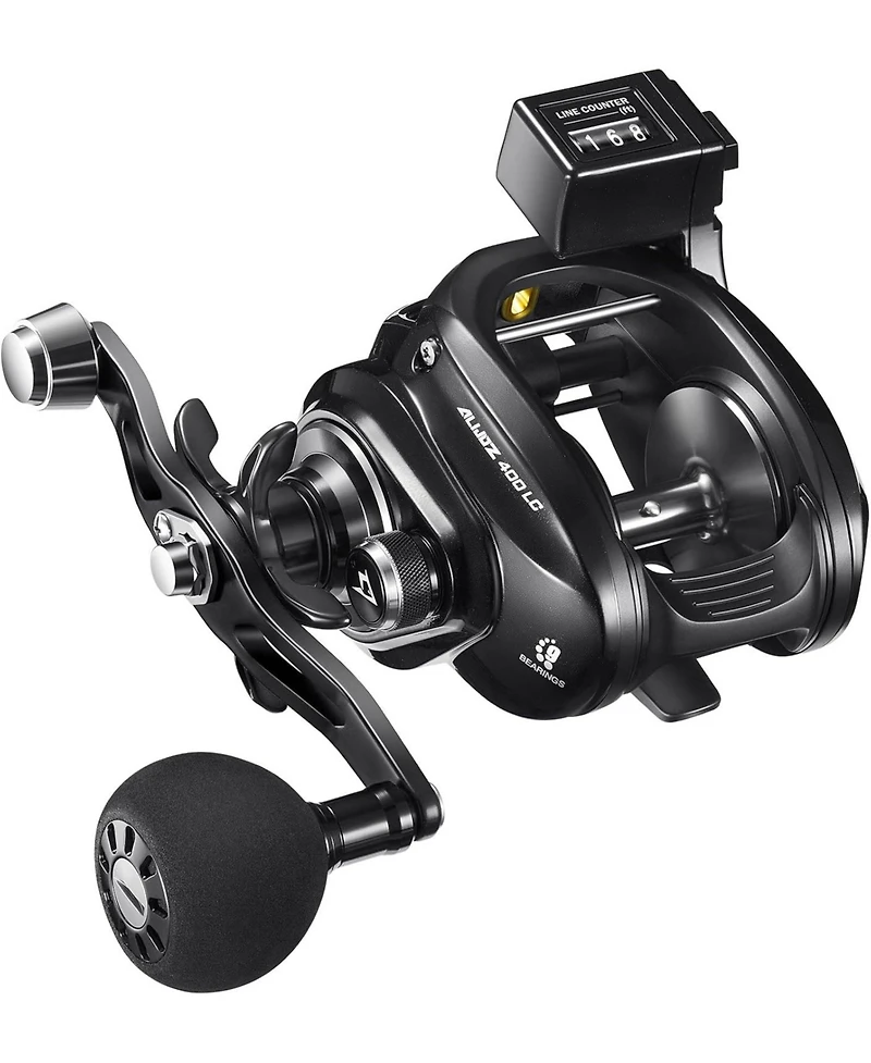 Piscifun Alijoz 400 Lc Trolling Reel w/ Line Counter, Low Profile Casting Reel 38Lbs Max Drag 8+1 Stainless Reel for Fresh & Saltwater Musky 5.5:1 Gea