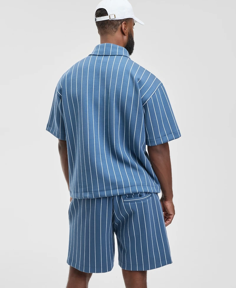 Mode of One Men's Sporty Relaxed Fit Short Sleeve Striped Polo Shirt, Macy's Exclusive