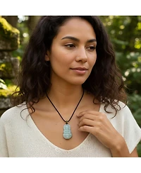 Bling Jewelry Yogi Amulet Boho Chalcedony Carved Buddha Pendant Necklace Black Cord