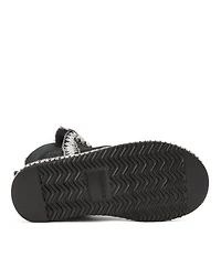 Fireside by Dearfoams Women's Perth Genuine Shearling Fold Down Bootie with Embroidery