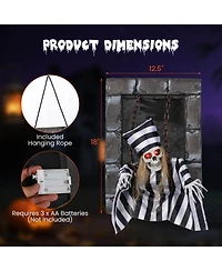 Animated Halloween Decoration 18” Hanging Skull Prisoner with Light-up Eyes