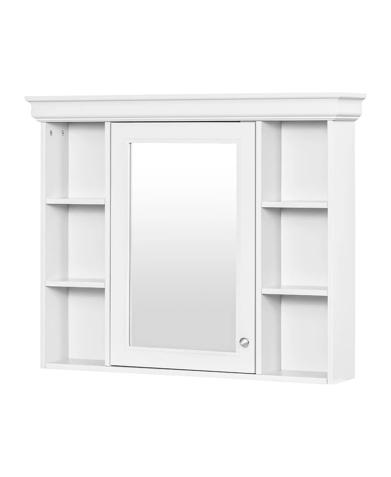 Casainc 36-Inch Bathroom Vanity with Mirror Cabinet, Adjustable Shelves, 4 Drawers & Solid Wood Storage Cabinet