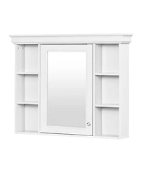Casainc 36-Inch Bathroom Vanity with Mirror Cabinet, Adjustable Shelves, 4 Drawers & Solid Wood Storage Cabinet