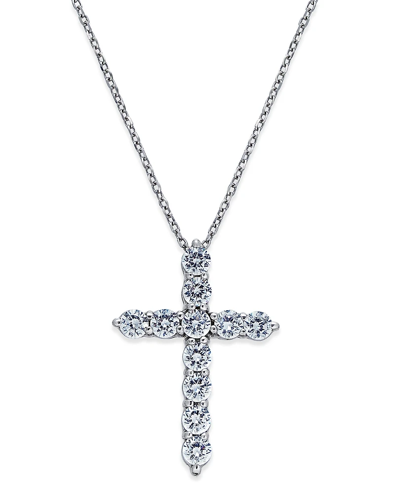 Diamond Cross Pendant Necklace (1 ct. t.w.) in 14k White Gold