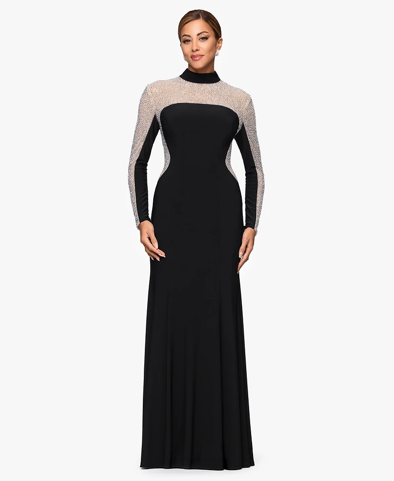 Xscape Women's Mock Neck Maxi Dress