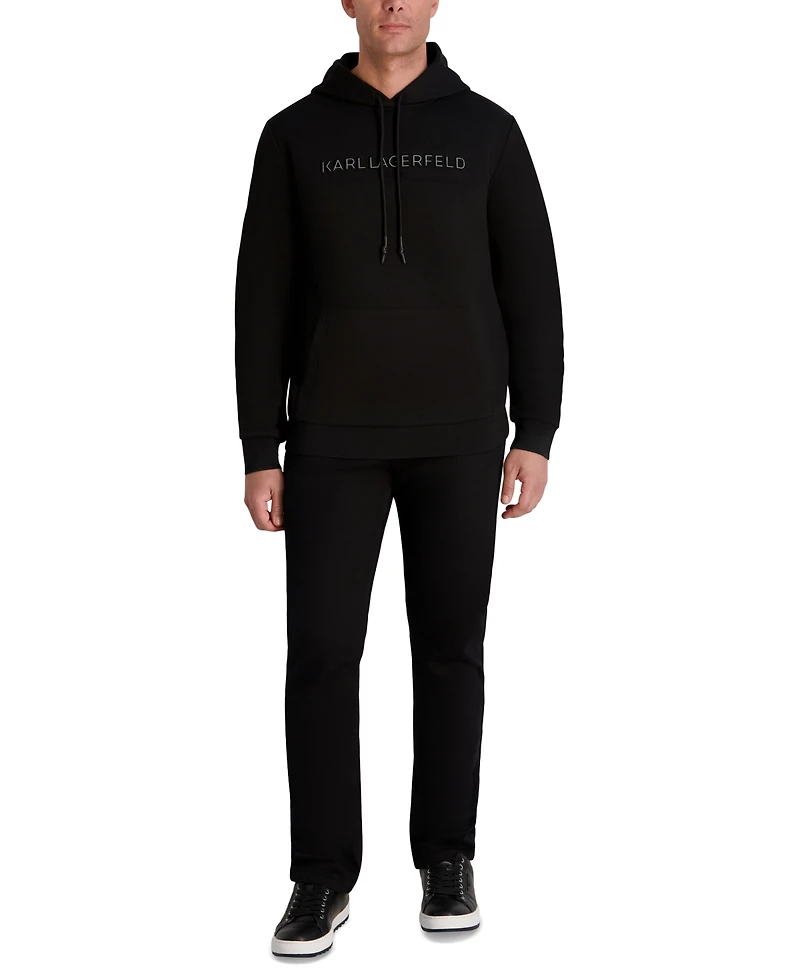 Karl Lagerfeld Paris Men's Embossed Logo Detail Pull-On Hoodie