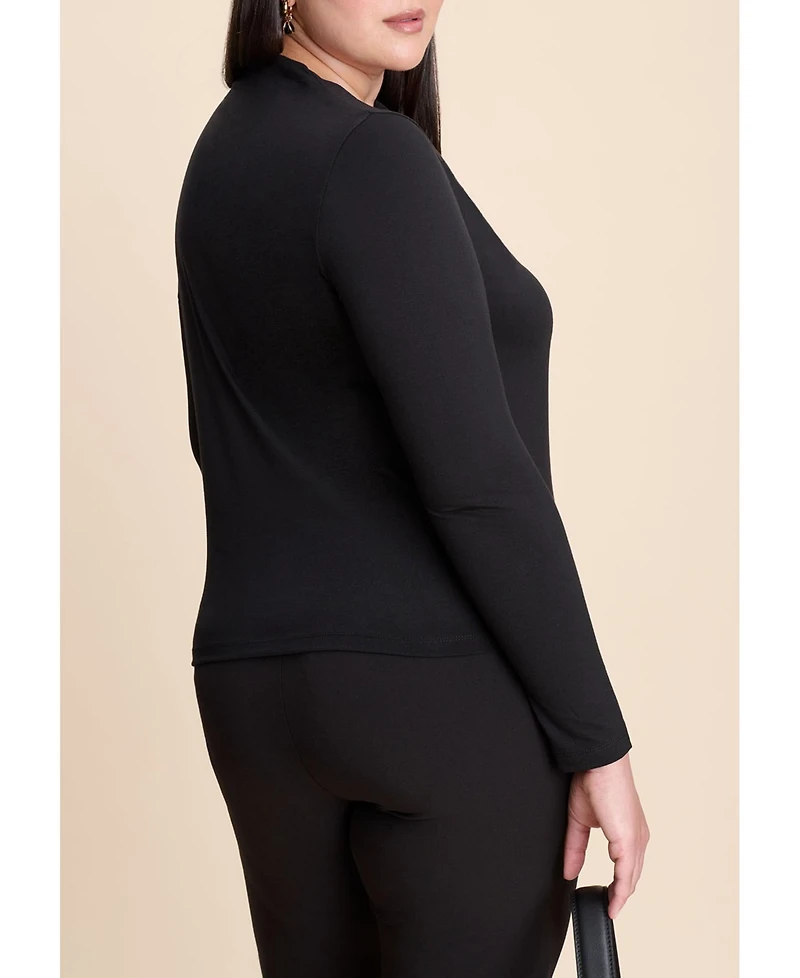 Eloquii Women's Plus Slit Neck Top