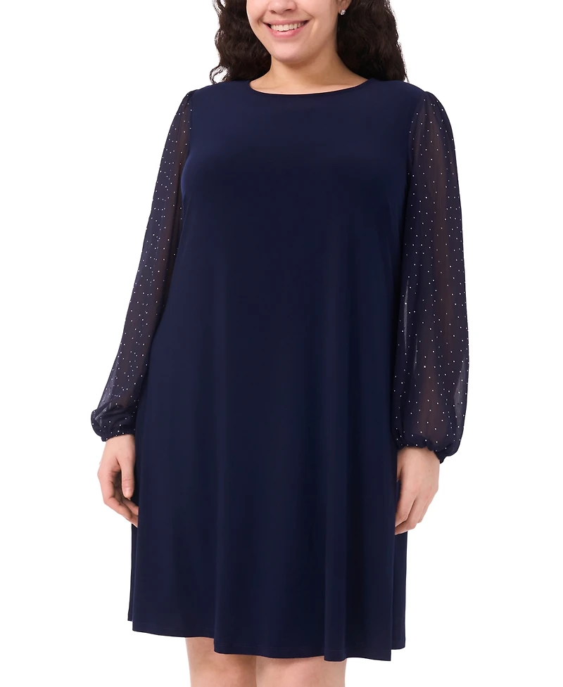Msk Plus Round Neck Bell Sleeves Shift Dress