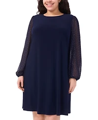 Msk Plus Round Neck Bell Sleeves Shift Dress