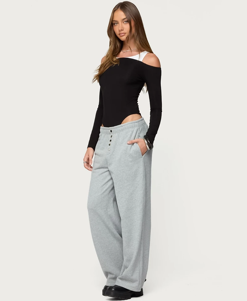 Edikted Women's Layered Ribbed Off Shoulder Bodysuit
