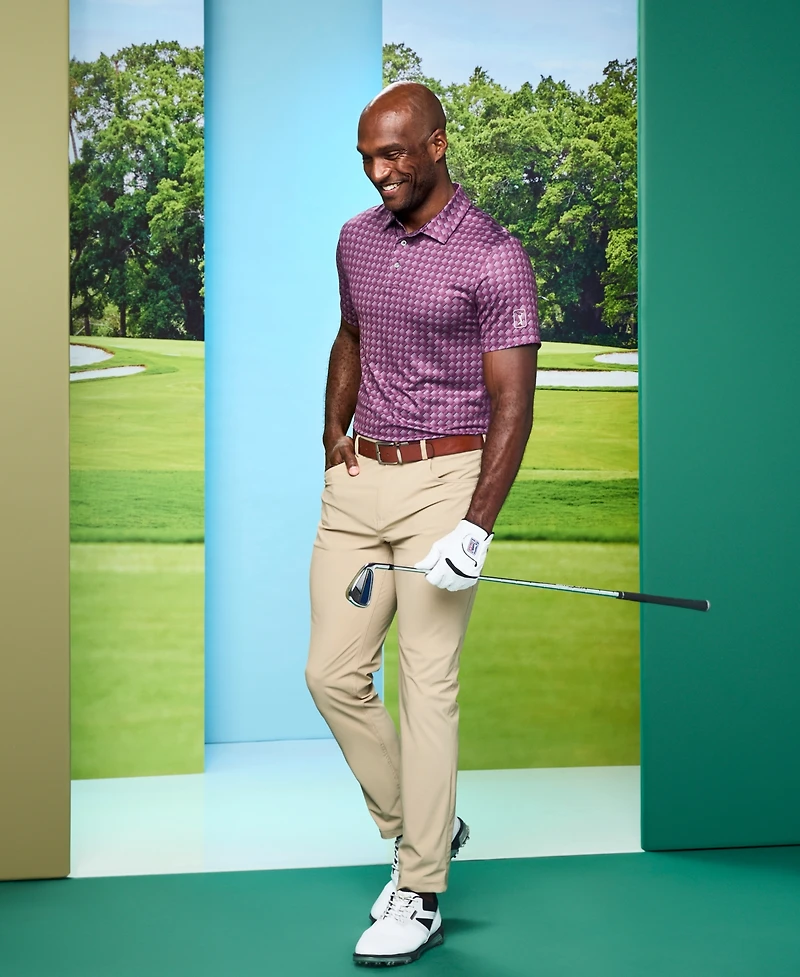 Pga Tour Men's All-Over Geometrical Polo Shirt