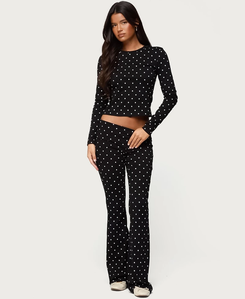 Edikted Women's Daliya Polka Dot Fold Over Pants