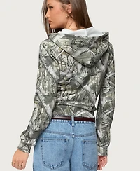Edikted Women's Tayler Camo Zip Up Hoodie