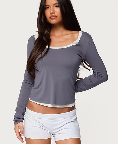 Edikted Women's Orella Contrast Layered Long Sleeve Top