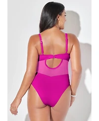 Swimsuits for All Women's Cup Mesh Underwire One Piece Swimsuit