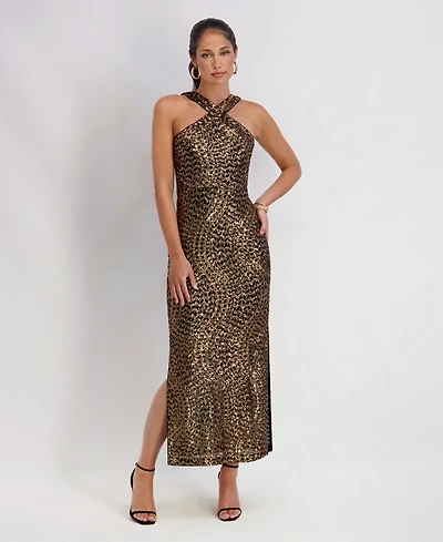 Siena Women's Sequined Halter Dress