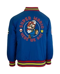 Super Mario Big Boys Nintendo Mario & Luigi Graphic Print Zip Up Bomber Varsity Jacket