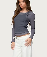 Edikted Womens Zane Contrast Layered Long Sleeve Top