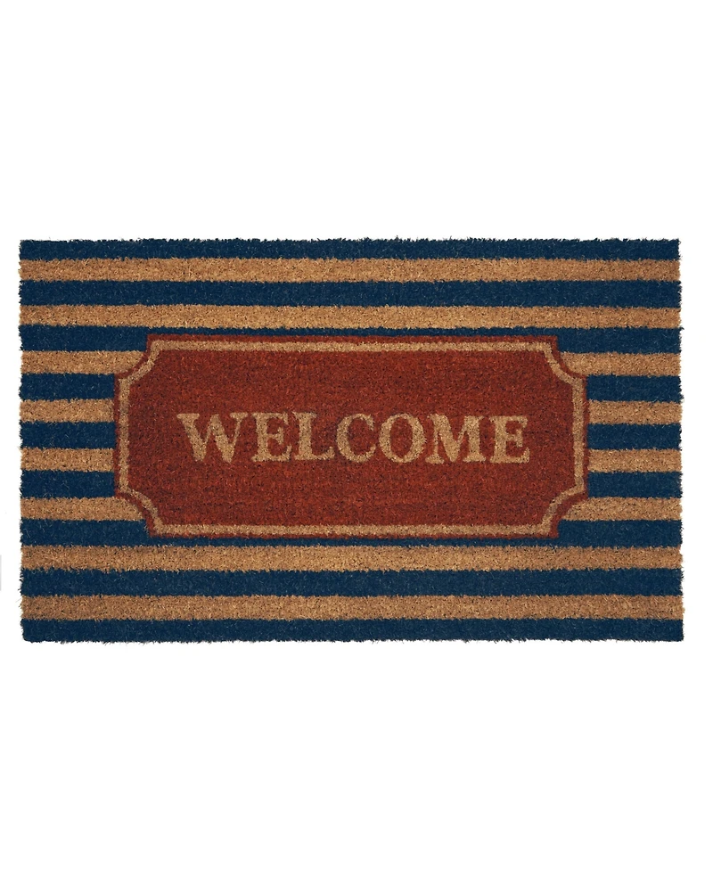 Kate Aurora Hyde Park Half Circle Welcome Coir Bristled Outdoor All Season Mat With Rubber Trim - 18"x30"