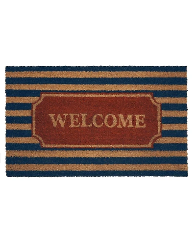 Kate Aurora Hyde Park Half Circle Welcome Coir Bristled Outdoor All Season Mat With Rubber Trim - 18"x30"