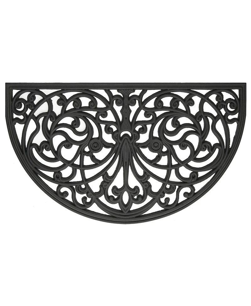 Kate Aurora Hyde Park Half Circle Welcome Coir Bristled Outdoor All Season Mat With Rubber Trim - 18"x30"