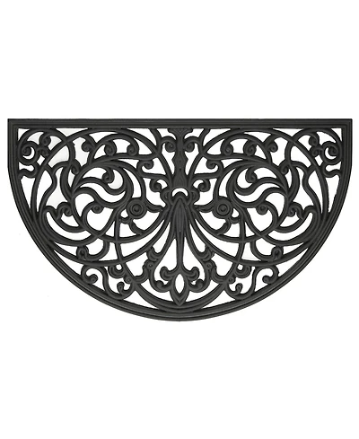 Kate Aurora Hyde Park Half Circle Welcome Coir Bristled Outdoor All Season Mat With Rubber Trim - 18"x30"