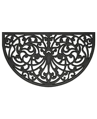 Kate Aurora Hyde Park Half Circle Welcome Coir Bristled Outdoor All Season Mat With Rubber Trim - 18"x30"