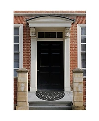 Kate Aurora Hyde Park Half Circle Welcome Coir Bristled Outdoor All Season Mat With Rubber Trim - 18"x30"