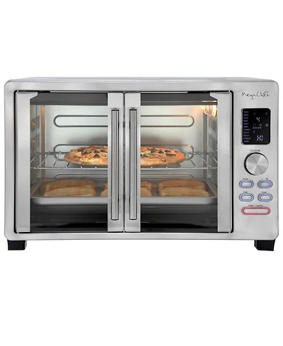 MegaChef 30 Liter Digital French Door Multi-Function Electric Convection Toaster Oven with Rotisserie Set