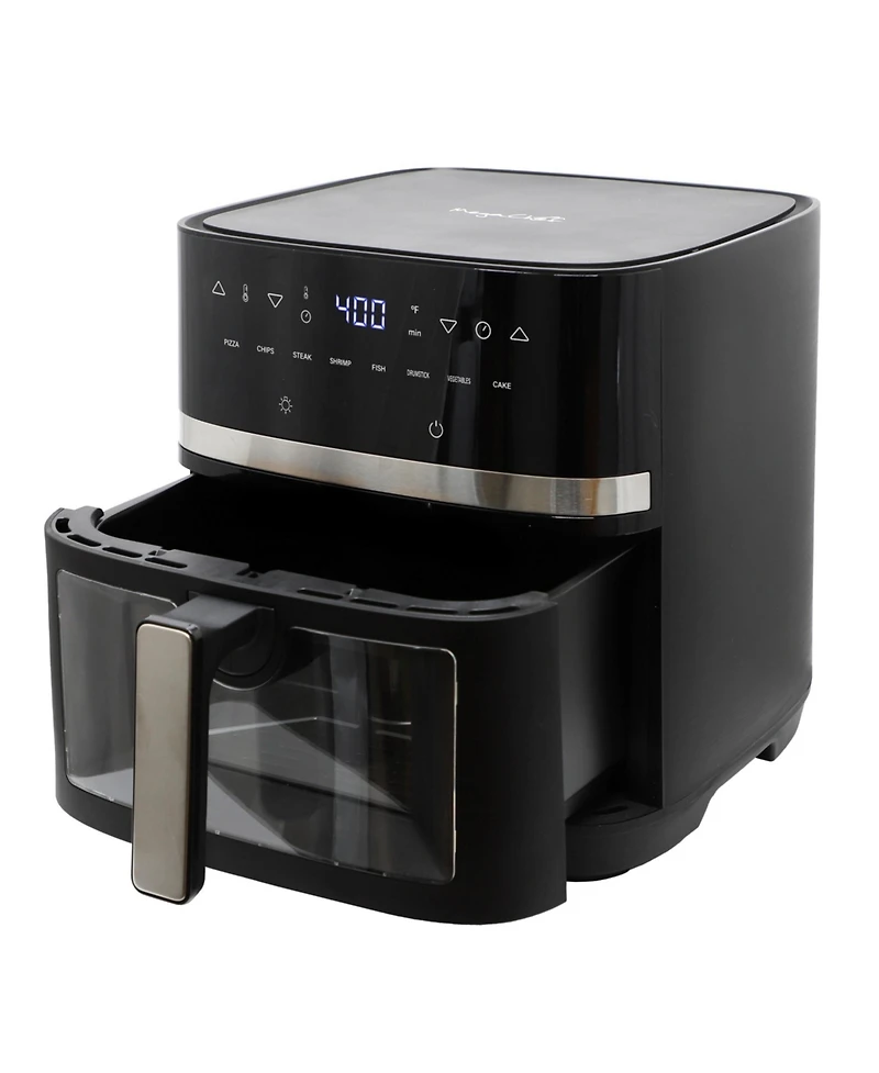 MegaChef 8 Liter Digital Electric Air Fryer with Transparent Window in Black