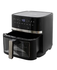 MegaChef 8 Liter Digital Electric Air Fryer with Transparent Window in Black