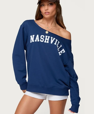 Edikted Women's Nashville Oversized Wide Neck Sweatshirt
