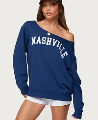Edikted Women's Nashville Oversized Wide Neck Sweatshirt