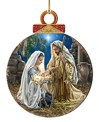 Designocracy Glory to God Ball Wood Holiday Ornament