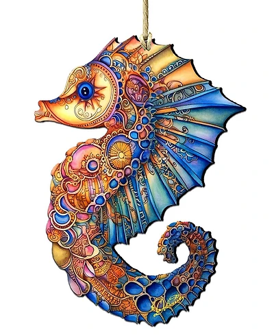 Designocracy Mosaic Seahorse Christmas Wood Ornament