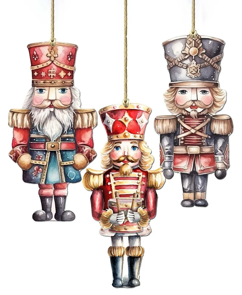 Designocracy Nutcrackers Christmas Ornaments, Set of 3