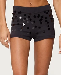 Edikted Women's Cierra Sequin Knit Micro Shorts