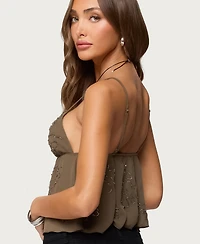 Edikted Women's Raia Beaded Babydoll Top