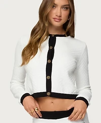 Edikted Women's Mara Contrast Textured Knit Cardigan