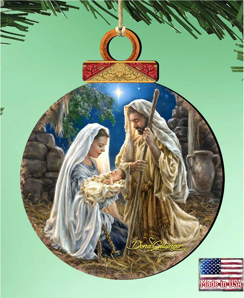 Designocracy Glory to God Ball Wood Holiday Ornament